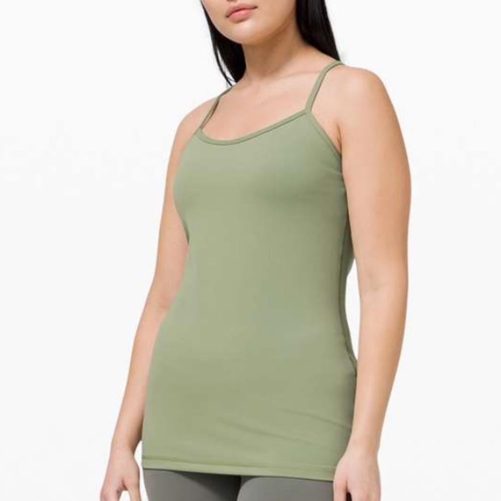 lululemon athletica Power Y Tank Olive Green Slim Tank Size 4